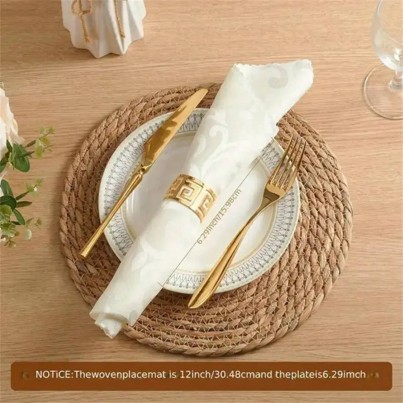 6 pack hand woven round water hyacinth placemats heat resistant non slip natural rattan table mats farmhouse Boho Placemats Set boho dining table decor