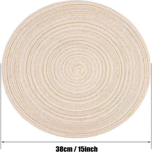Round Placemat, 6 Counts/set Braided Placemat, Woven Table Placemat, Decorative Placemat for Dining Table Holiday Party, Kitchen Gadgets
