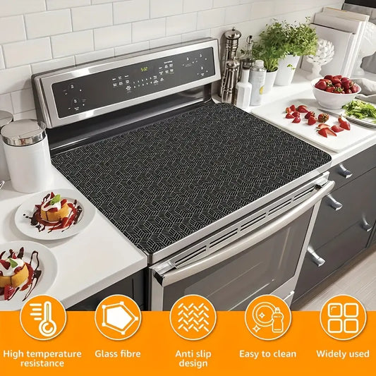 1pc Extra Large 30.8"x20.5" Durable Indoor Silicone Induction Cooktop Mat - Cuttable, Anti-Scratch Guard, Heat-Resistant, Non-Slip, Easy-Clean, Food-Safe Stove Protector for Cooktops, Microwaves, Coasters