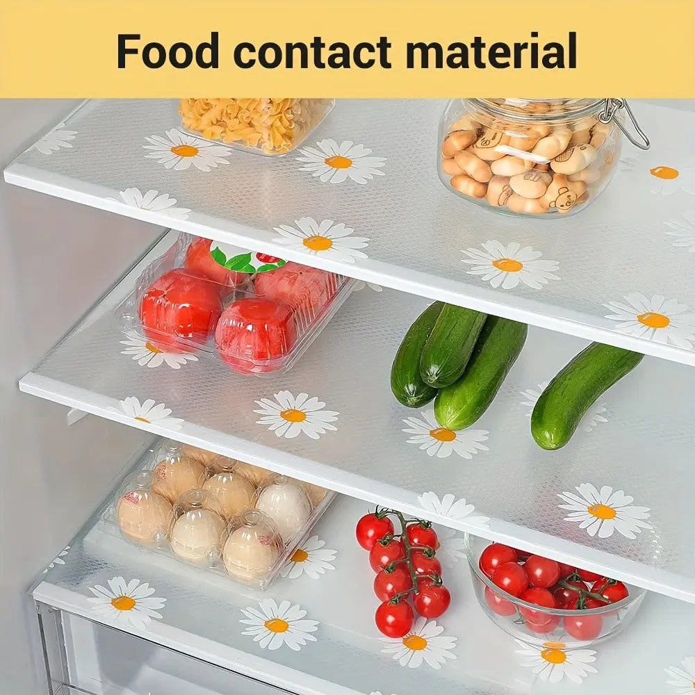 Eva Kitchen Drawer Liner, Non-Stick Waterproof Oil-Resistant, Daisy Pattern, Easy Clean Durable, Anti-Slip Shelf Protector
