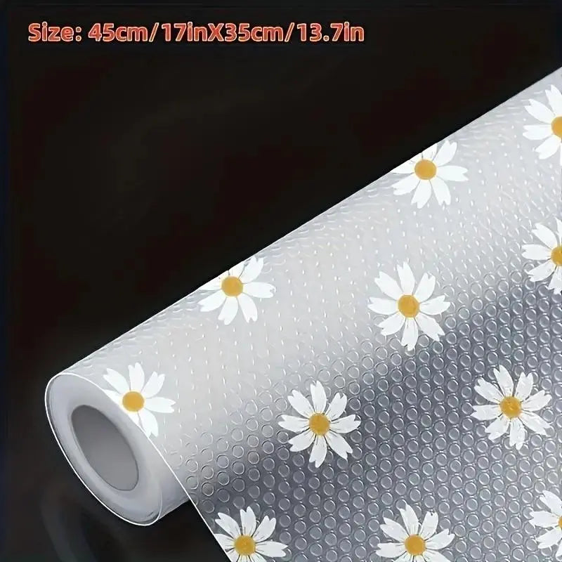 Daisy Design Waterproof Cabinet Shelf Liner, Easy Clean Plastic Pad Mat, Anti-Slip Durable Organizer for Kitchen Refrigerator Table Drawer Home Organization Moisture Damage