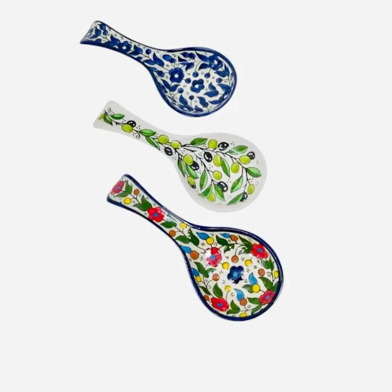 AlQuds Orchard Large 9-inch Spoon Rest Handcrafted in Al-Khalil Palestine Traditional Tableware Cutlery for Dining Enthusiasts