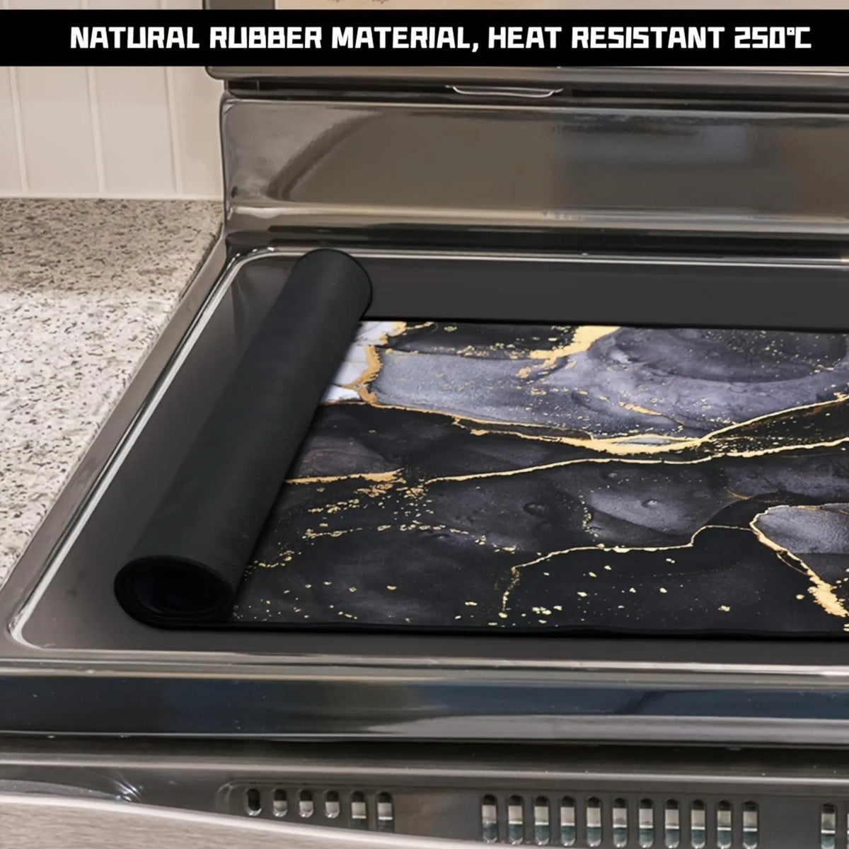 Modern Kitchen Stove Top Rubber Mat, 1 Count Waterproof & Heat Resistant Kitchen Stove Top Mat with 2 Hooks, Kitchen Decorative Placemat for Home Dining Room Barbecue Office, Dinnerware, Kitchenware, Household Placemat