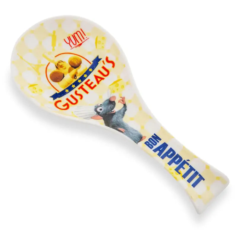 Disney Pixar Ratatouille Icon Collage "Bon Appetit" Ceramic Spoon Rest Holder, Microwave-Safe Kitchen Helper for Spoons, Ladles, Cutlery, Utensils