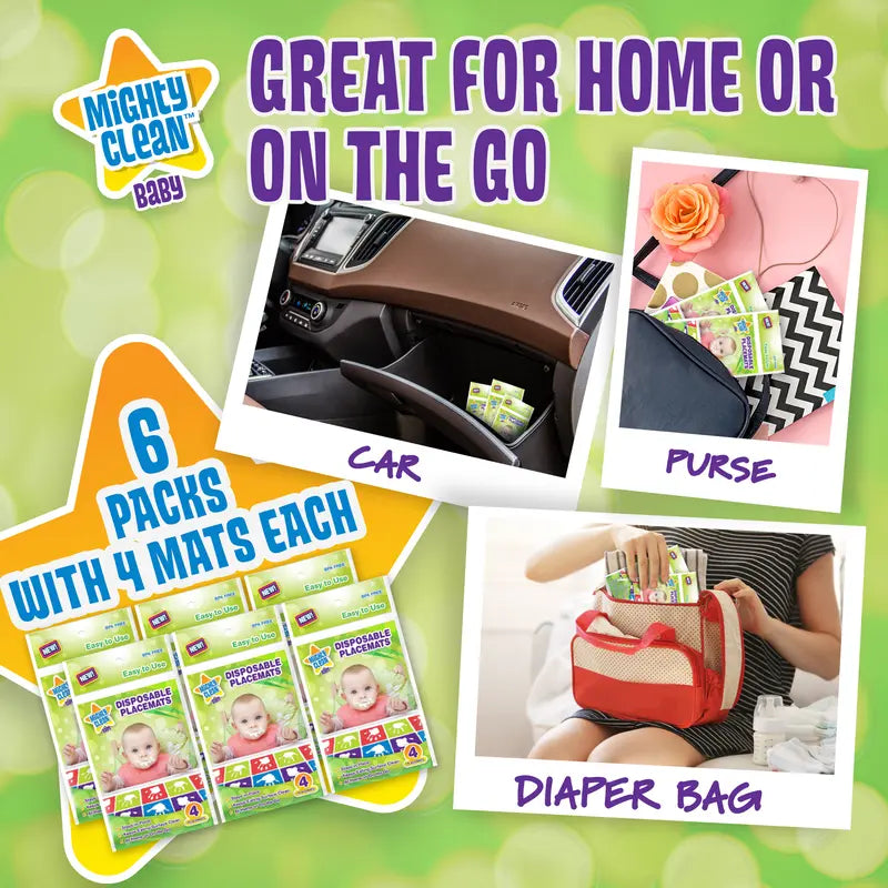 Mighty Clean Baby Disposable Placemat - Super Sticky Toddler and Infant Mat for Feeding on The Go