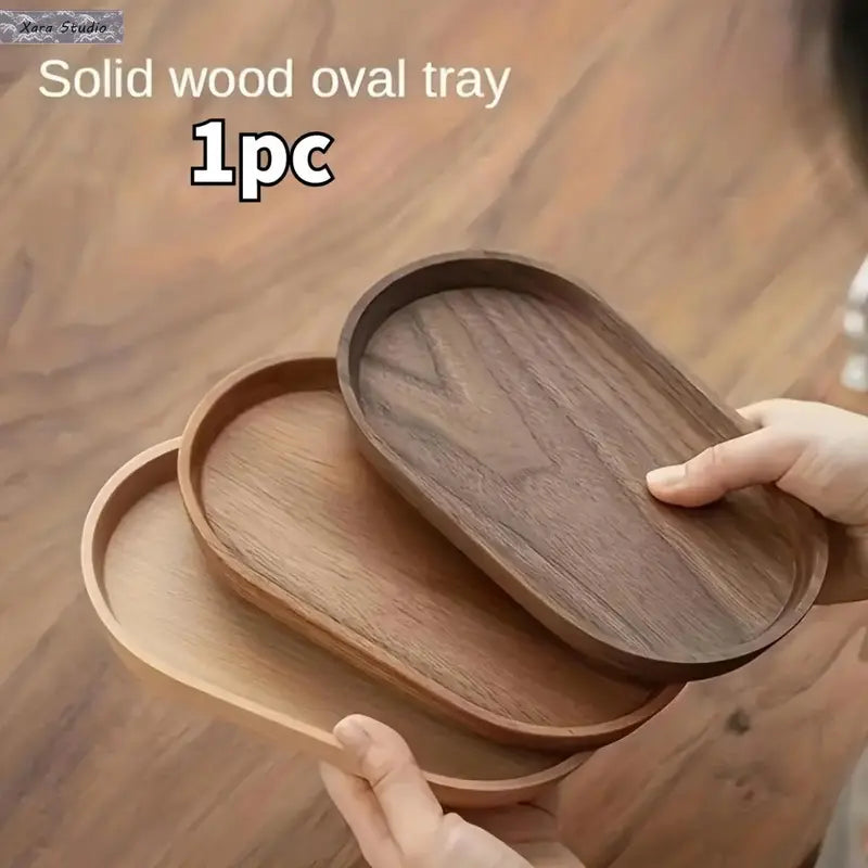 Classic Japanese Minimalist Solid Wood Serving Tray - 1pc Durable Indoor Tableware, Lightweight Counter Space Saver, Coffee & Tea Display Home Decor Accessory