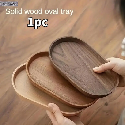 Classic Japanese Minimalist Solid Wood Serving Tray - 1pc Durable Indoor Tableware, Lightweight Counter Space Saver, Coffee & Tea Display Home Decor Accessory