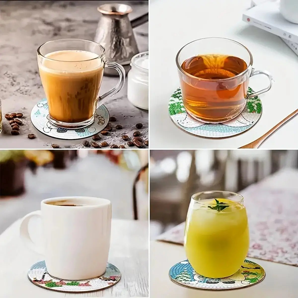8 pieces/set of diamond art painting coasters with brackets, DIY flower patterned diamond art coasters, suitable for adults and beginners, diamond set craft supplies, gifts for friends, Coasters For Drinks, Cup coasters