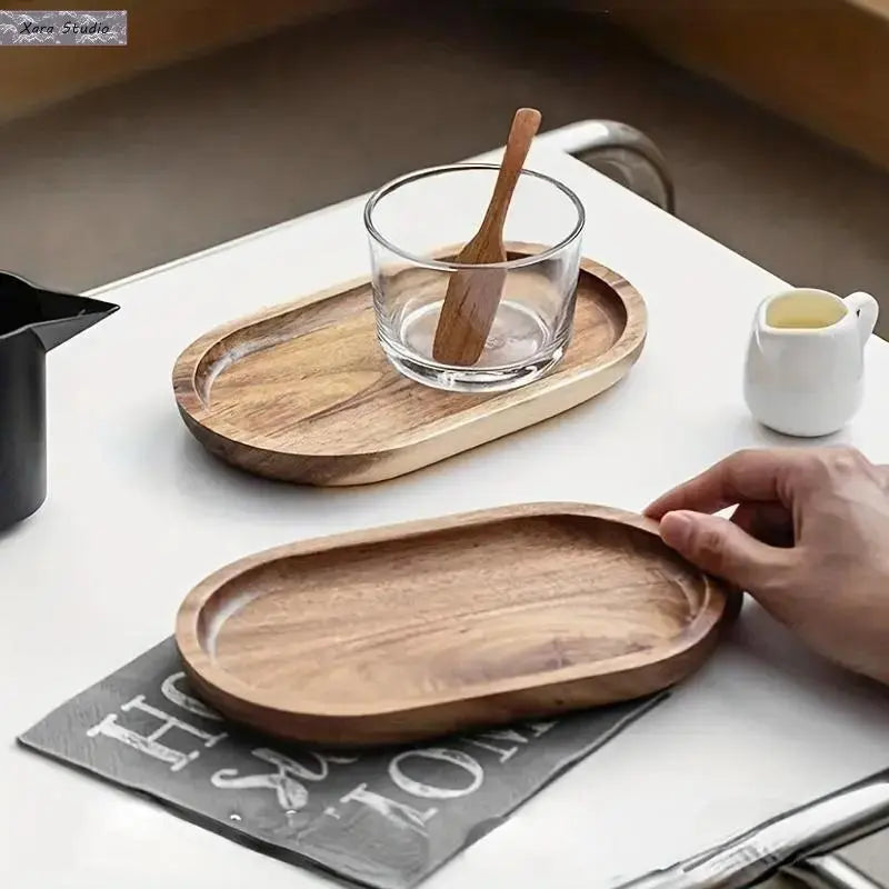 Classic Japanese Minimalist Solid Wood Serving Tray - 1pc Durable Indoor Tableware, Lightweight Counter Space Saver, Coffee & Tea Display Home Decor Accessory